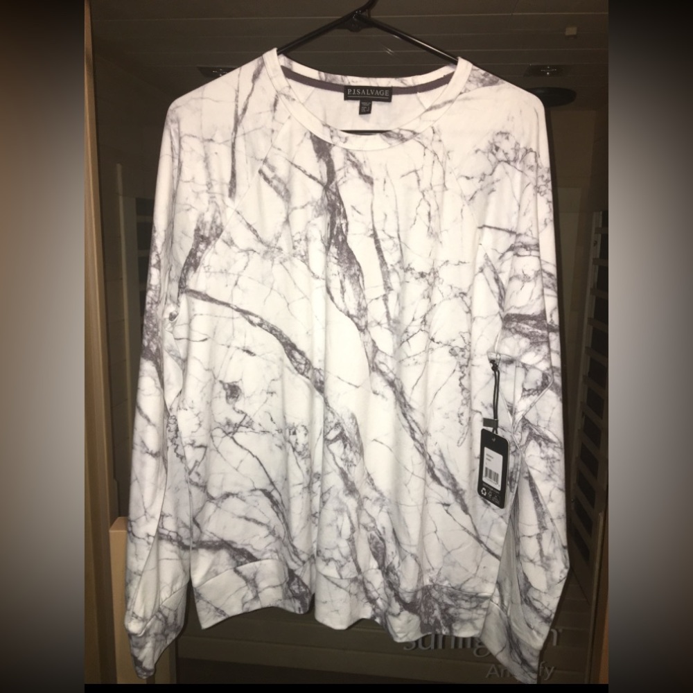 PJ Salvage size Large marbled gray white sweatshirt NEW WITH TAGS!